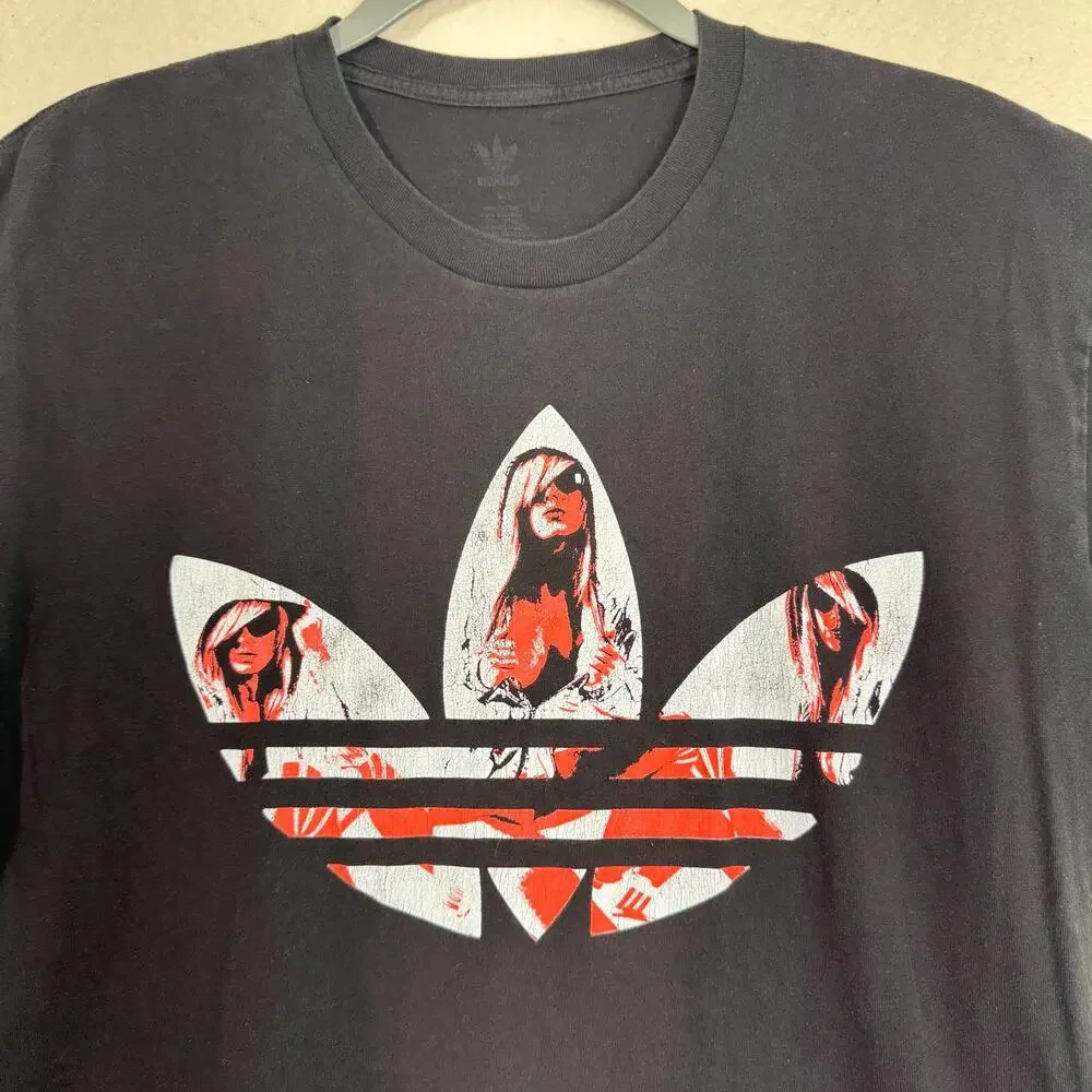 Adidas Originals Black Short Sleeve Y2K Graphic Tree Foil T-Shirt Size Large